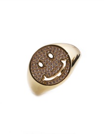 Fashion White Copper Inlaid Zirconium Smiley Open Ring