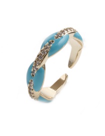 Fashion Light Blue Copper Geometric Drip Open Ring