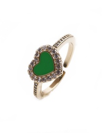 Fashion Green Copper Drop Oil Love Open Ring