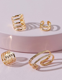 Fashion Gold Color Unilateral Asymmetric Hollow Multi-layer Ear Ring Set