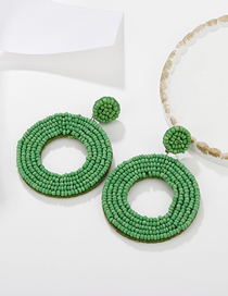 Fashion Green Rice Bead Hollow Ring Earrings