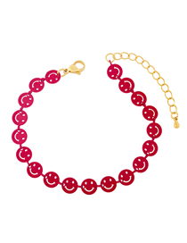 Fashion A (rose Red) Braided Brass Smiley Face Bracelet