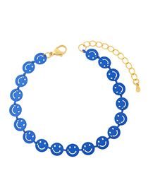 Fashion G (light Blue) Braided Brass Smiley Face Bracelet