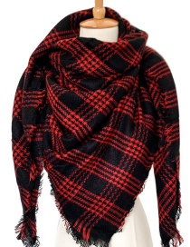 Fashion Red And Black Colorful Grid Cashmere Plus Double-sided Plaid Scarf