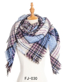 Fashion 030 Small Lattice Blue And White Thickened Double-sided Plaid Bristle Scarf