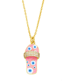 Fashion Pink Copper Inlaid Zirconium Slippers Necklace