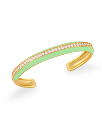 Fashion Green Copper Inlaid Zirconium Dripping Open Bracelet