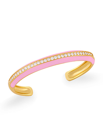 Fashion Pink Copper Inlaid Zirconium Dripping Open Bracelet