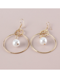 Fashion Gold Color Geometric Pearl Ring Earrings