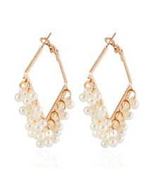 Fashion Gold Color Geometric Square Pearl Earrings