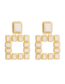 Fashion White Square Diamond Geometric Stud Earrings