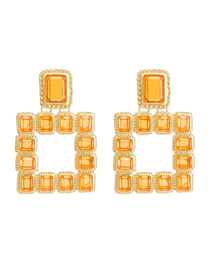 Fashion Yellow Square Diamond Geometric Stud Earrings