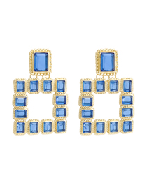Fashion Blue Square Diamond Geometric Stud Earrings