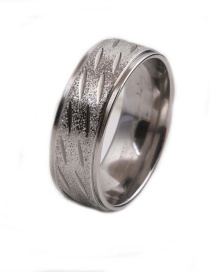 Fashion Steel Color Stainless Steel Frosted Wide Brim Ring