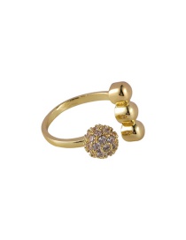 Gold Color Color Copper Inlaid Zirconium Ball Open Ring
