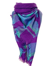 Fashion 17#light Gray Purple Cashmere Double-sided Colorful Plaid Triangle Scarf