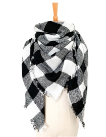 Fashion Black And White Cashmere Red And Black Plaid Scarf