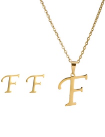 Fashion F Stainless Steel 26 Letter Necklace And Earring Set