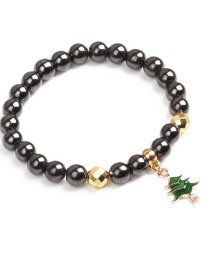 Fashion Silver Color Christmas Tree Magnetic Beaded Christmas Snowflake Five-pointed Star Snowman Bracelet