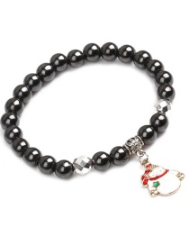 Fashion Silver Color Snowman Magnetic Beaded Christmas Snowflake Five-pointed Star Snowman Bracelet