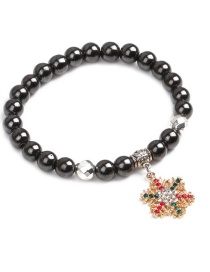 Fashion Silver Color Snowflake Magnetic Beaded Christmas Snowflake Five-pointed Star Snowman Bracelet