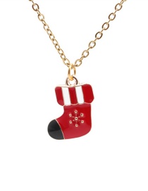 Fashion Christmas Stocking Necklace Alloy Diamond Christmas Socks Necklace
