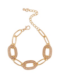 Fashion Gold Color Alloy Glass Diamond Chain Bracelet