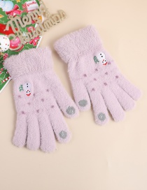 Fashion Purple Fabric Plush Christmas Snowman Touch Screen Gloves
