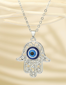 Fashion Silver Color Diamond Eye Palm Necklace