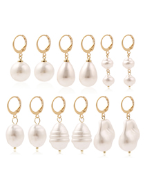 Fashion White Shaped Pearl Drop Round Earrings