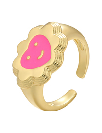 Fashion Rose Red Drop Oil Cloud Love Smiley Open Ring