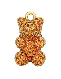 Fashion Gold Coloren Orange Diamond Full Diamond Bear Diy Accessories