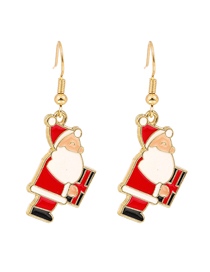 Fashion Santa Gift Box Alloy Oil Drop Christmas Star Earrings