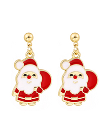 Fashion Red Alloy Drip Oil Santa Stud Earrings