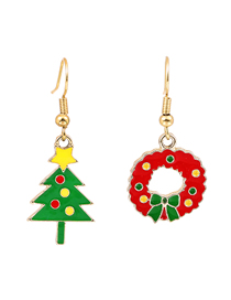 Fashion Wreath Alloy Oil Drop Christmas Star Earrings