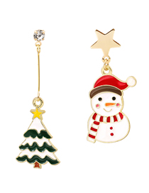 Fashion Snowman Alloy Dripping Christmas Tree Asymmetrical Earrings