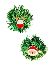 Fashion Deer Head Alloy Drop Oil Green Ribbon Christmas Asymmetrical Earrings