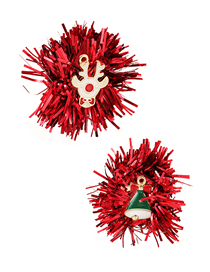 Fashion Deer Head + Bell Alloy Drop Oil Red Ribbon Christmas Asymmetrical Earrings