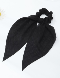 Fashion Black Ribbon Bow Pleated Hair Tie