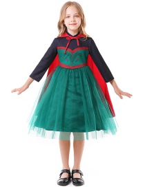 Fashion Child Contrasting Ink Yarn Long Sleeve Dress