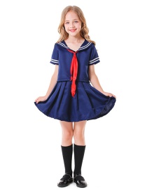 Fashion Child Striped Side Lapel Pleated Skirt Suit
