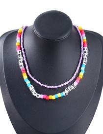 Fashion Two-piece Alloy Resin Letter Rice Bead Bead Necklace Set