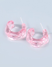 Fashion Pink Alloy Resin C-shaped Earrings