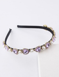 Fashion Heart Shaped Purple Diamond Pearl Love Rhinestone Geometric Headband