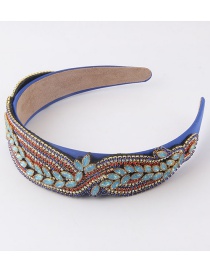 Fashion Blue Metal Wavy Rhinestone Colorful Headband