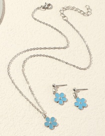 Fashion Sky Blue Dripping Flower Earrings And Necklace Set