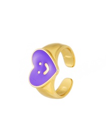 Fashion Purple Alloy Dripping Love Heart Smiley Open Ring