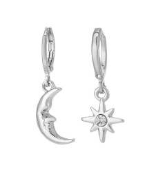 Fashion Silver Color Alloy Star And Moon Earrings