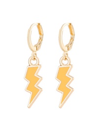 Fashion Yellow Alloy Oil Drop Lightning Earrings