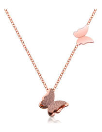 Fashion Necklace Rose Gold Color Stainless Steel Butterfly Necklace